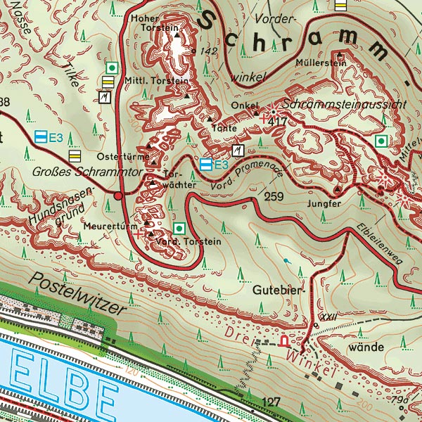 Wanderkarte Schrammsteingebiet Detail 2