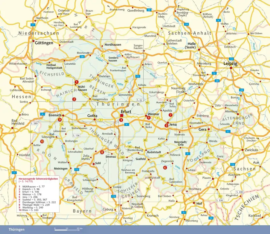 Karte zu Thüringen vom Trescher Verlag