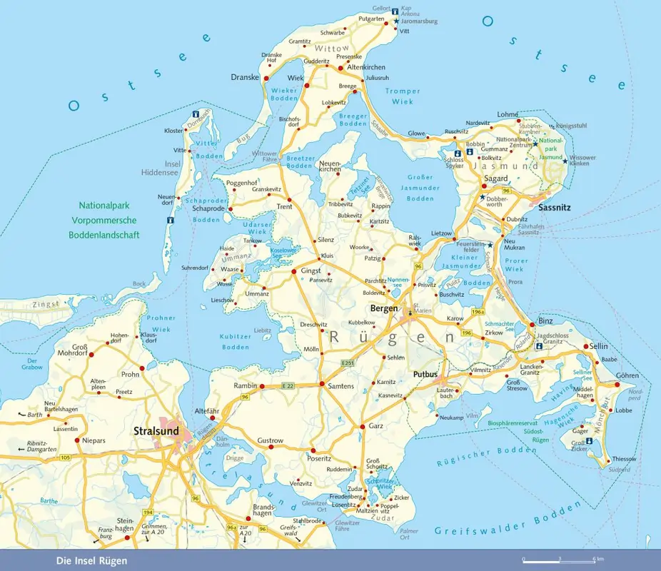 Ostseeküste Karte mit Rügen