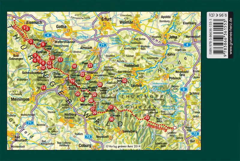 Karte für Wanderfuehrer-Thüringer-Wald