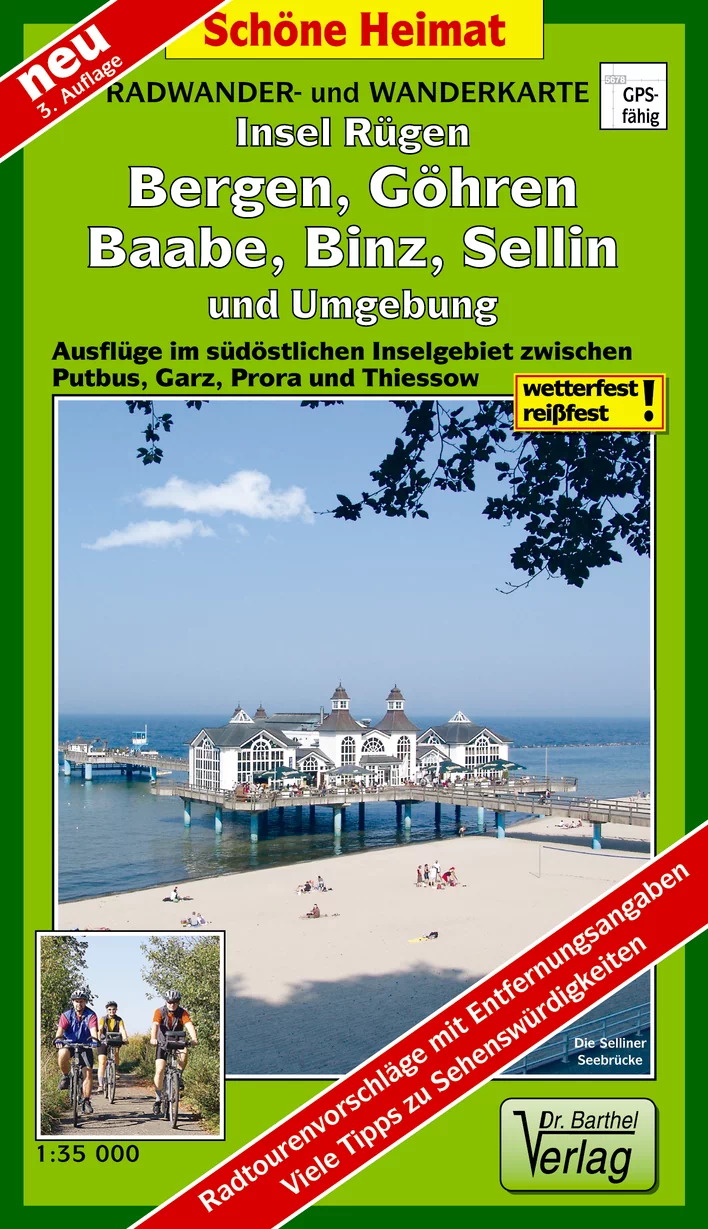 Wanderkarte Insel Rügen - Bergen, Göhren, Baabe, Binz, Sellin
